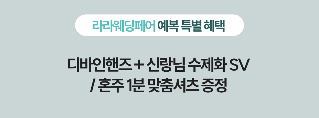 라라웨딩페어 예복 특별혜택 : 디바인핸즈 + 신랑님 수제화 SV / 혼주 1분 맞춤셔츠 증정